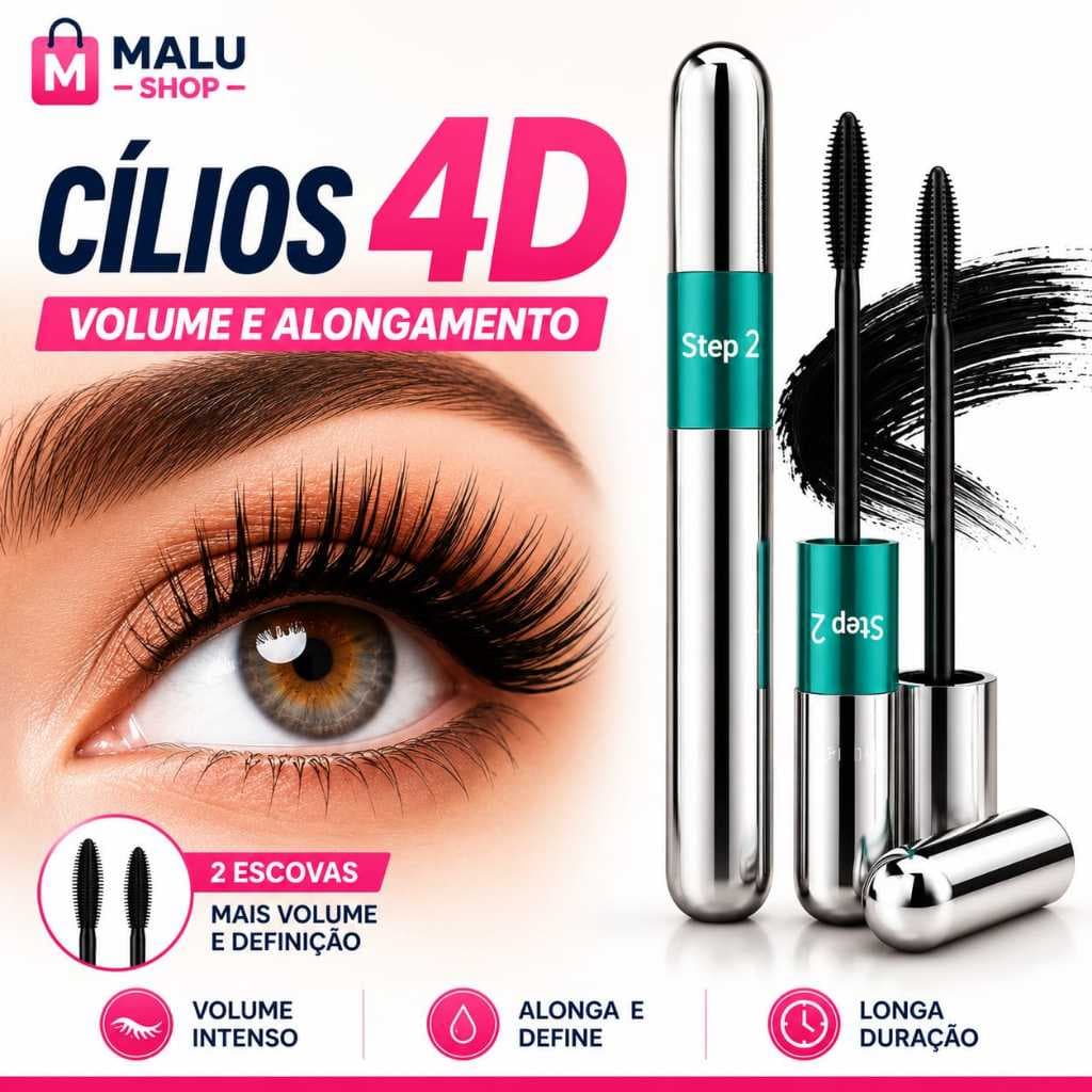 Rímel 4D 2 em 1 Toque Especial Efeito Curvado e Volume Bombástico Máscara para Cílios 4D À Prova D'Água Cílios Postiço