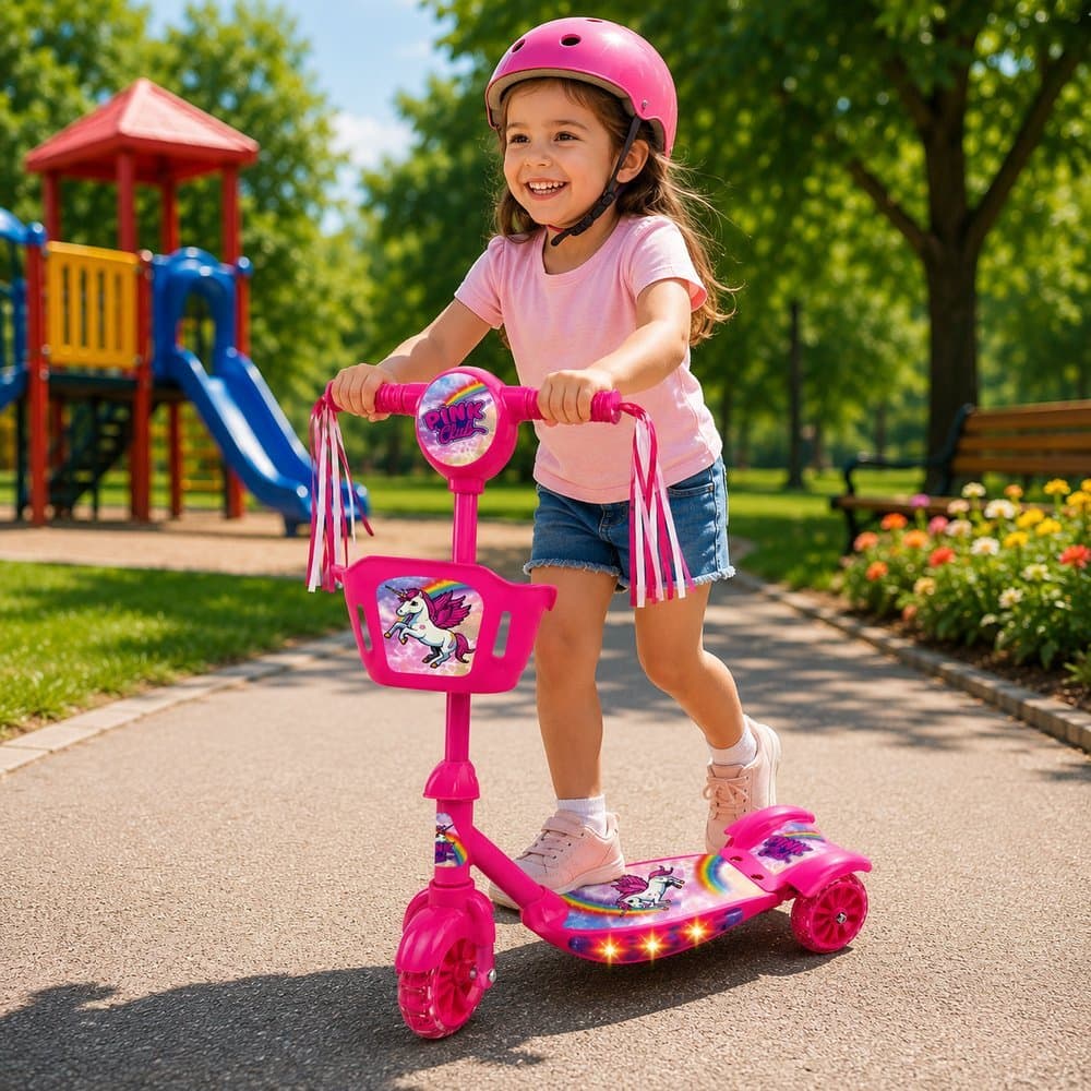 Patinete MotorKid Infantil 3 Rodas e Luz LED