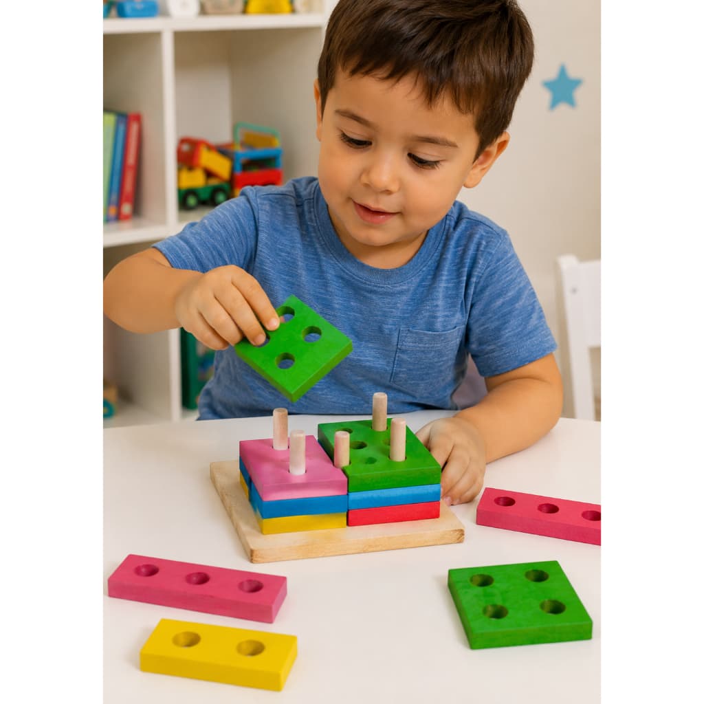Jogo de Encaixe Geométrico Toy Trade! São 8 formas que estimulam o raciocínio lógico e a criatividade.
