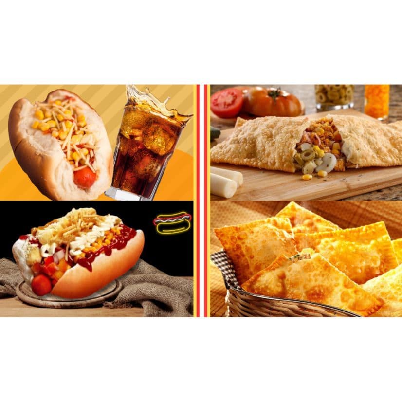 Painel Adesivo Parede Decoração Pastel Cachorro Quente Hot Dog Salgados Trailer Carrinho Lanche MD02