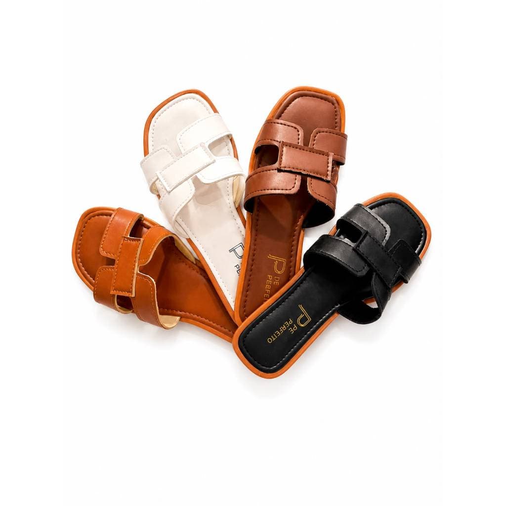 Rasteira Feminina Slide H Confortável Casual Chinelo Flat Tiras Macia Premium