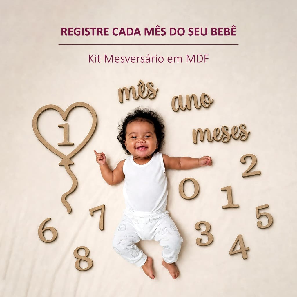 Kit Mesversário Balão Coração, Cenário Fotográfico, Bebê Recém Nascido, Tirar Foto Mês á Mês