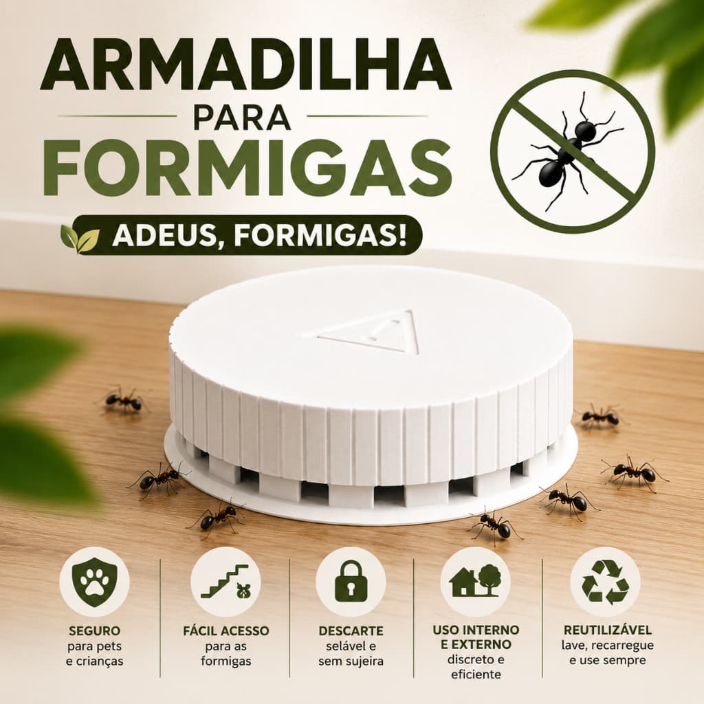 Armadilha para Formigas Reutilizável com Tampa Segura para Pets | Uso Interno e Externo