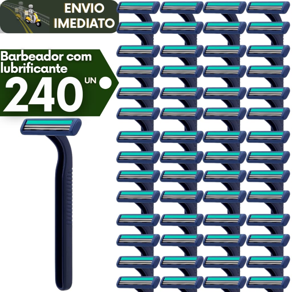 Kit 240 Barbear 2 Lâminas Descartável Prestobarba Aparelho de Barbeador com Fita Lubrificante