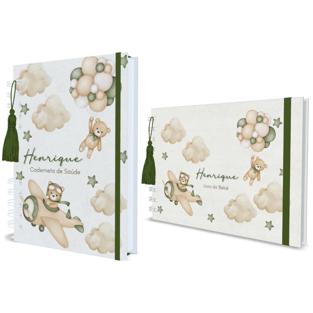 Kit Caderneta de Vacinação e Livro Do Bebê Personalizado Menino Recordações Capa Dura Masculino