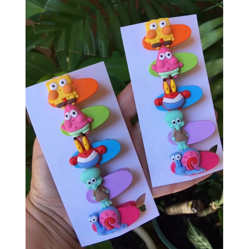 Tic tac turma Bob Esponja | Presilha tic tac | Presilha infantil | Bob esponja | Acessório para cabelo | Kit 5 tic tac