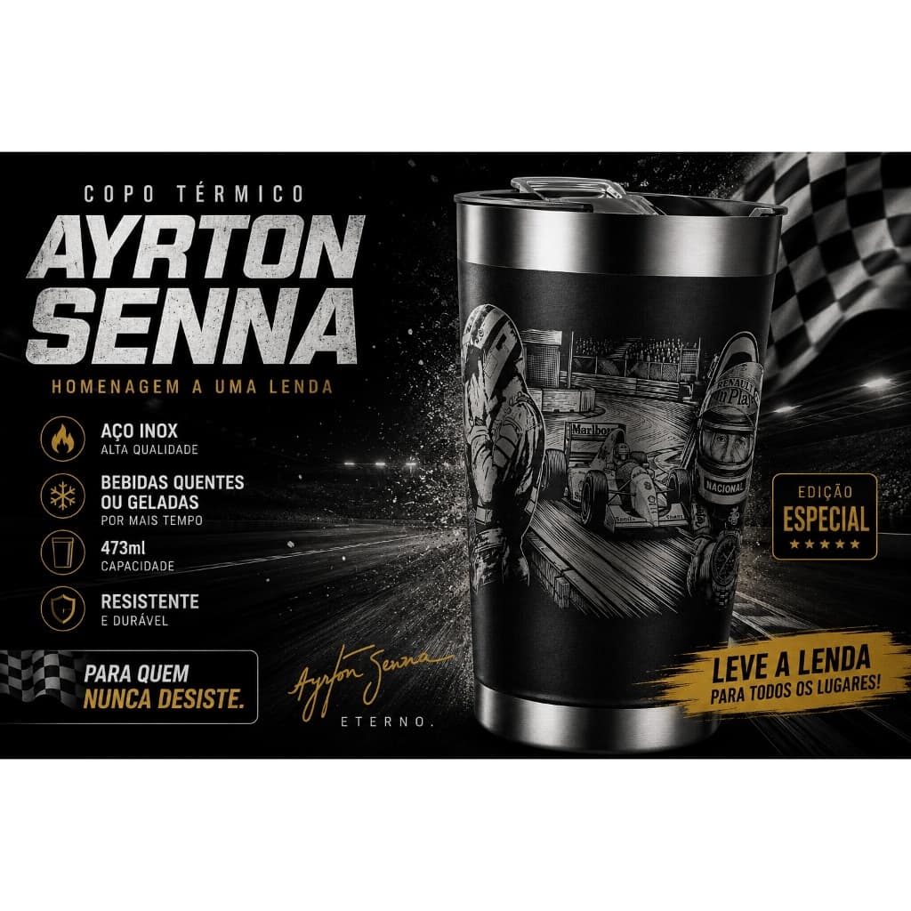 Copo Térmico Ayrton Senna – 473 ml