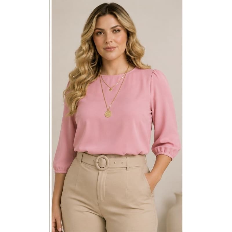 Blusa Gola redonda Feminina Manga 3/4 – Elegante princesa
