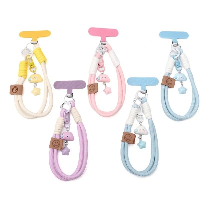 Cordão Duplo De pulso Para Celular Universal 15cm Feminino Com pingentes + adaptador para capa