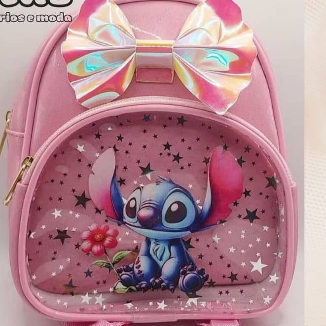 mochilinha bolsa infantil stitch menina