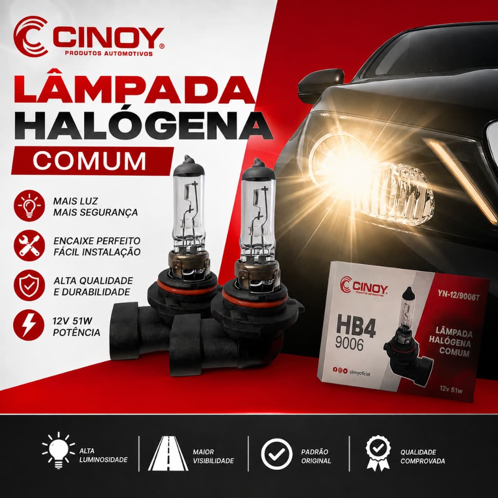 Par Lâmpadas Halógenas Farol Alto Baixo Milha Hb4 12v 51w