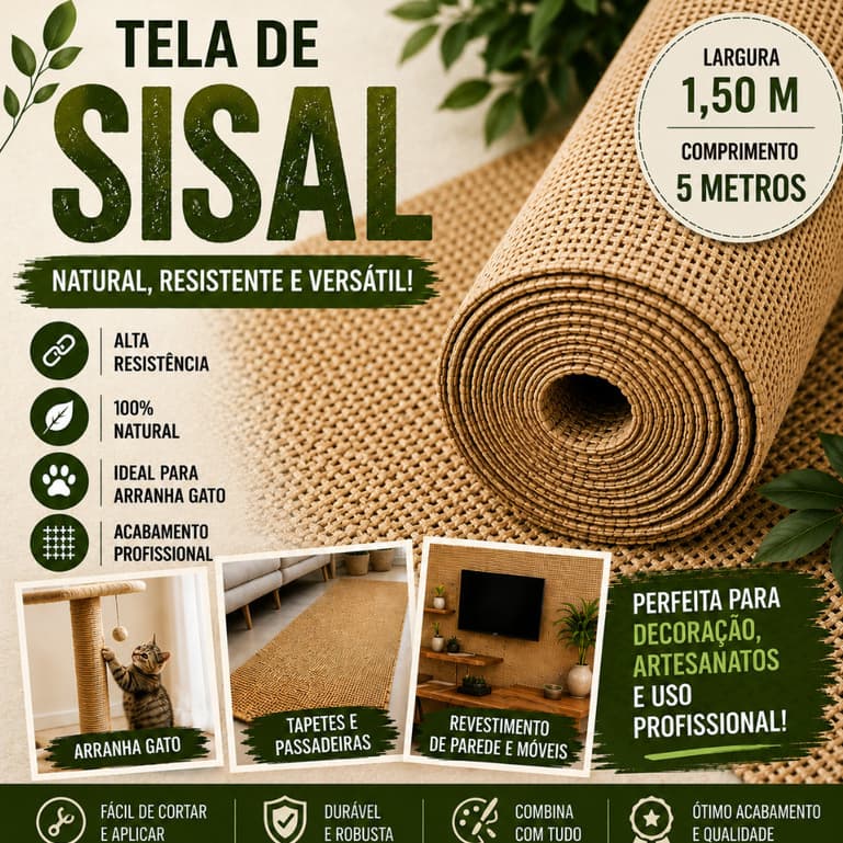 Tela / Tecido Sisal  Larg. 1,50m X 5m Apaeb