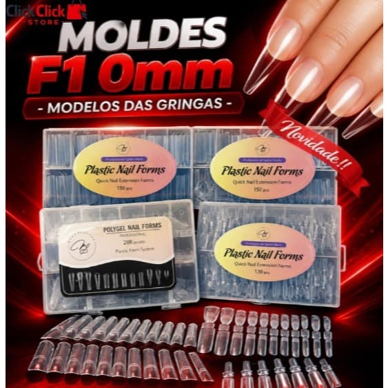 MOLDE F1 Alongamento de Unhas Das Gringas Acabamento Profissional – 7 Modelos Disponíveis