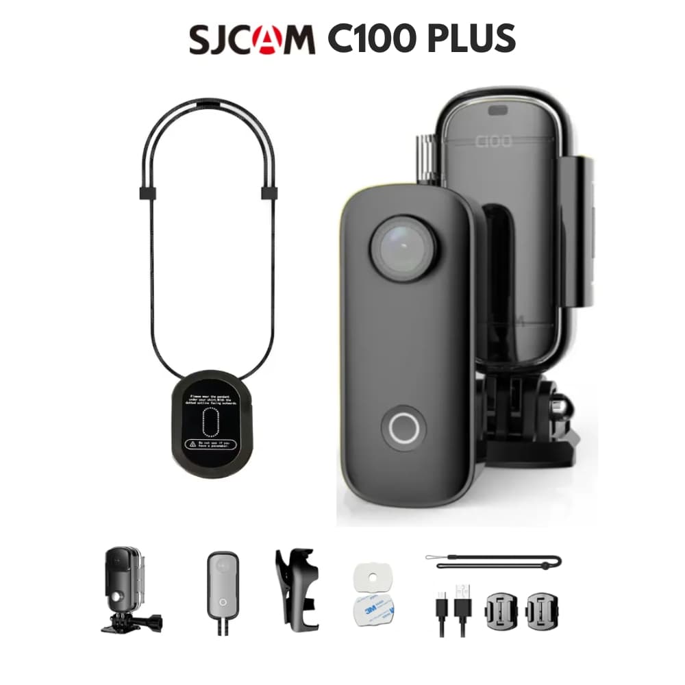 Câmera De Ação SJCAM C100 Plus 4K WiFi + Cordão Magnético Mini Vlog Moto Capacete Original