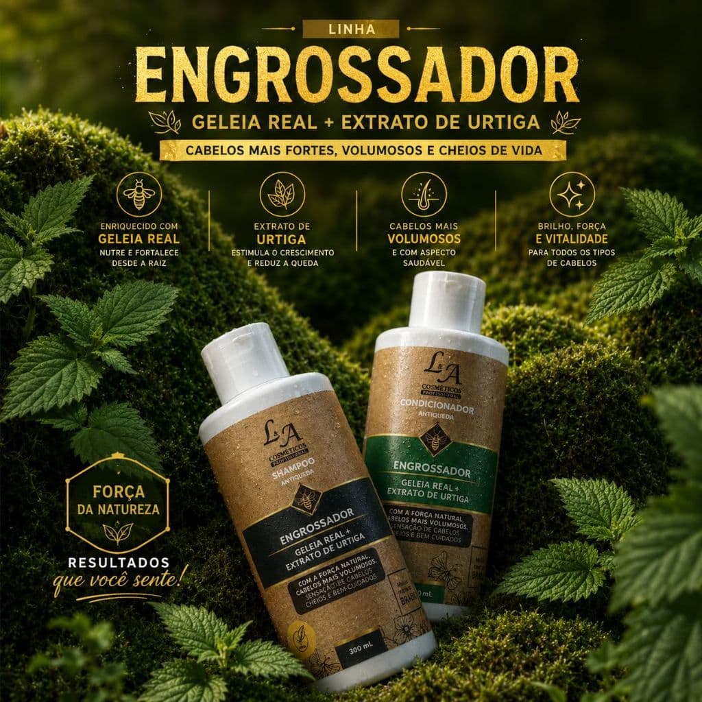 Kit Engrossador Capilar - Antiqueda e Revitalização com Mel e Urtiga / Shampoo + Condicioador