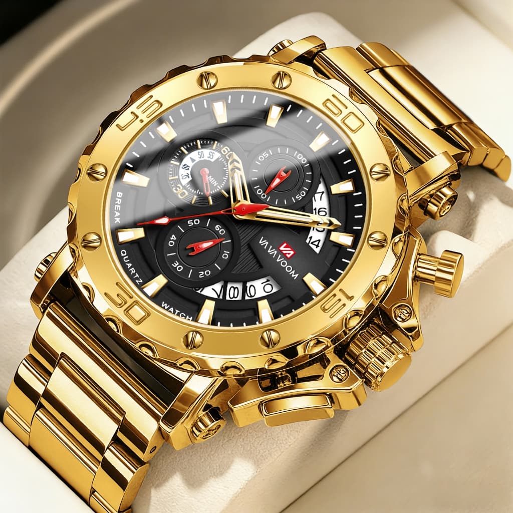 Luxury Quartz Watch for Men Luminous Waterproof Stainless Steel Strap Birthday Gift