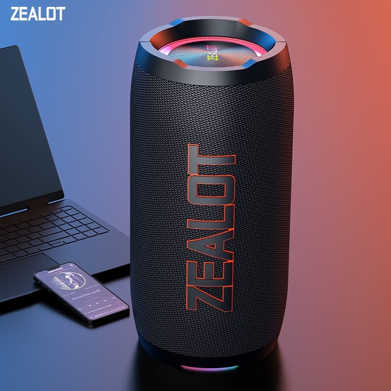 ZEALOT S76 Caixa de Som Sem Fio 60W Grave Potente Bateria 8000mAh Versão 5.3 Suporta Emparelhamento TWS para Festas