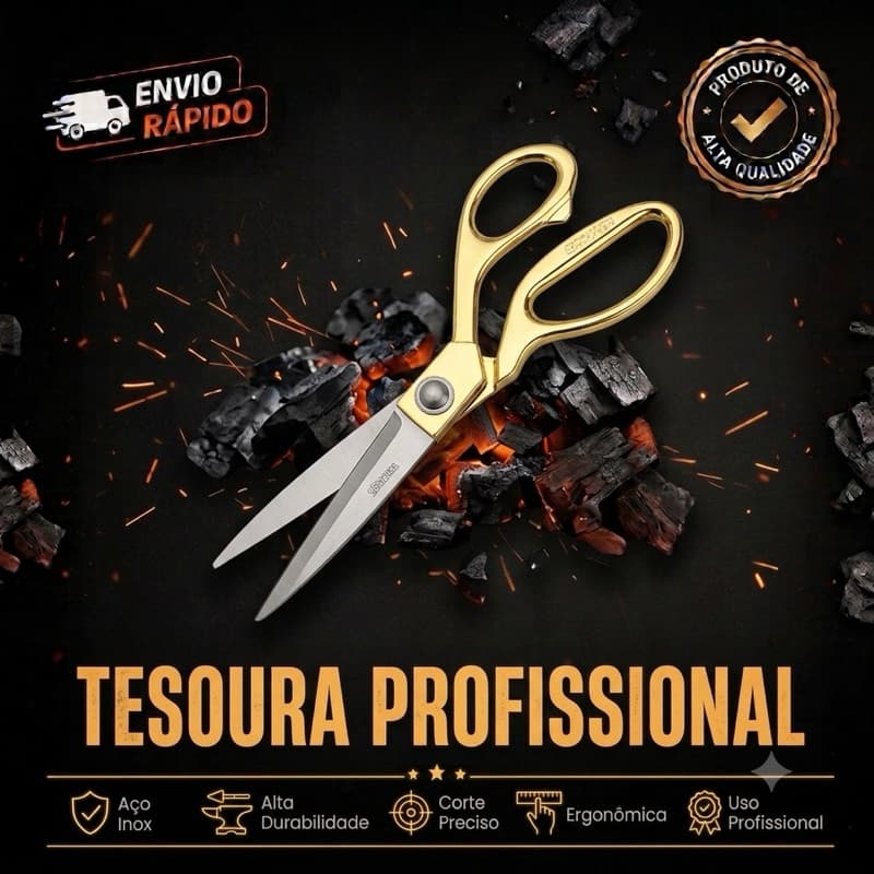 ✂️ Tesoura Profissional 9,5” – Corte Preciso, Resistente e Multiuso! 24cm