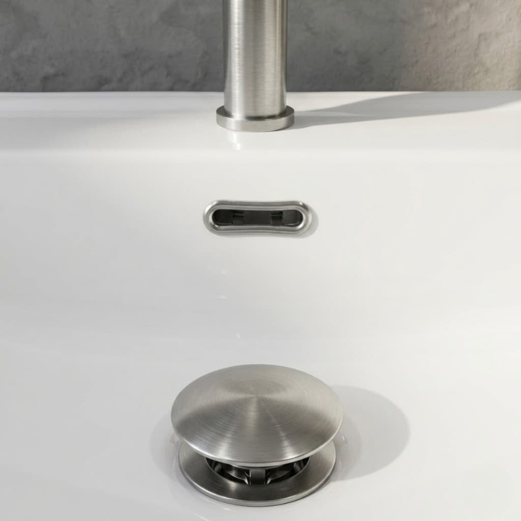 Válvula Click Para Cuba De Banheiro Ralo Inox Escovado