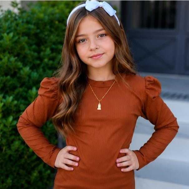 Blusa infantil manga princesa e gola mais alta