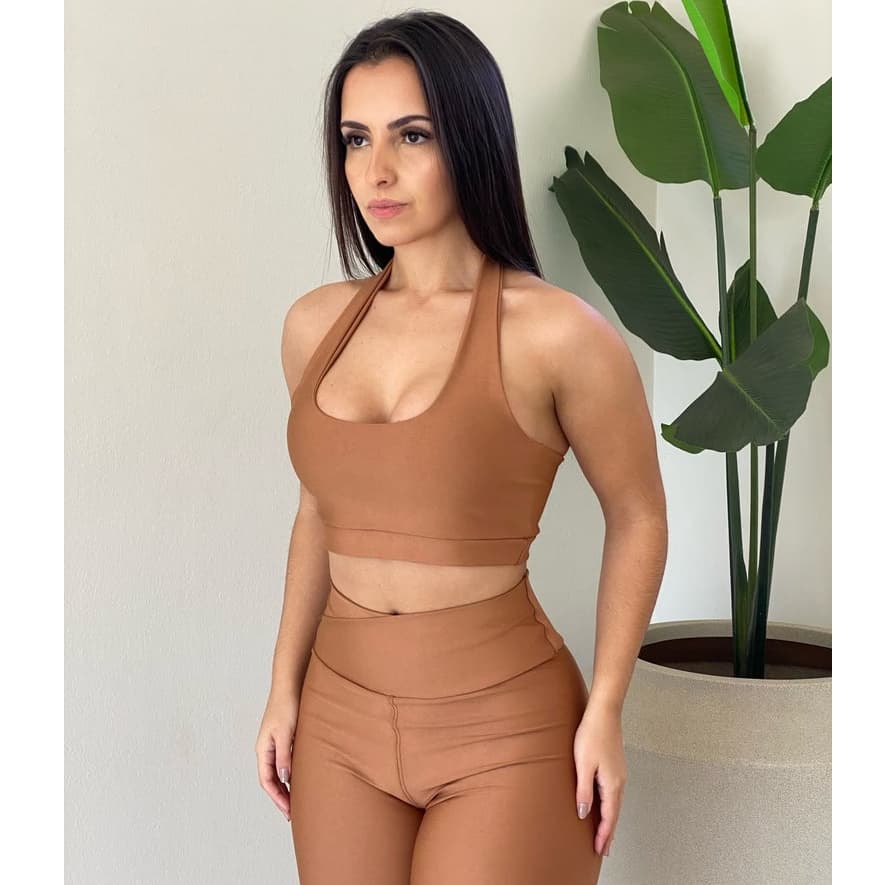Conjunto Fitness Feminino EVOB Essence Caramelo Tam. M