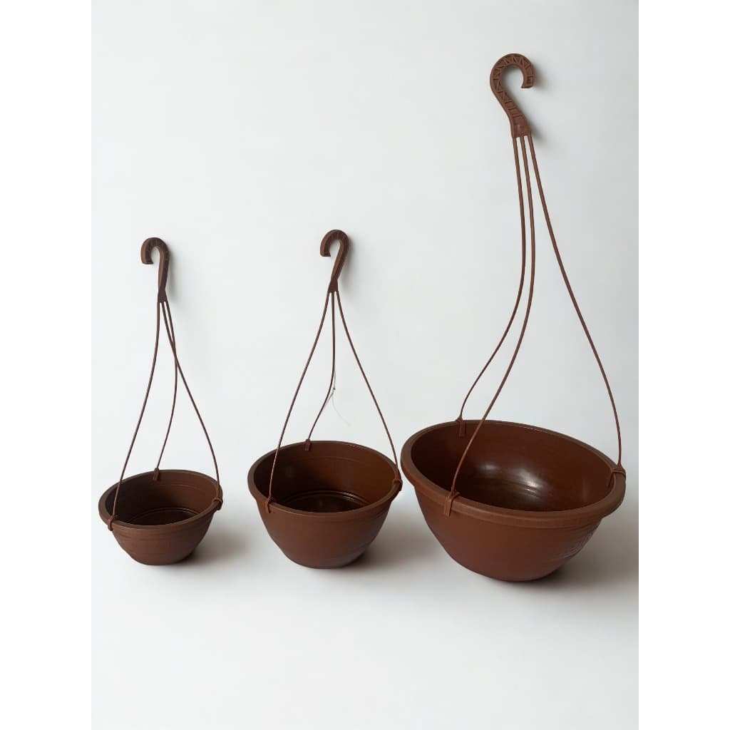 Kit 3 Vasos Suspensos Redondos Terracota para Plantas Jardim