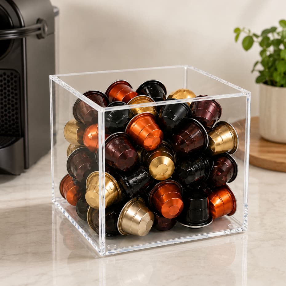 Porta Cápsula Em Acrílico Caixa Cubo Organizadora Para Capsulas De Café Nespresso Dolce Gusto