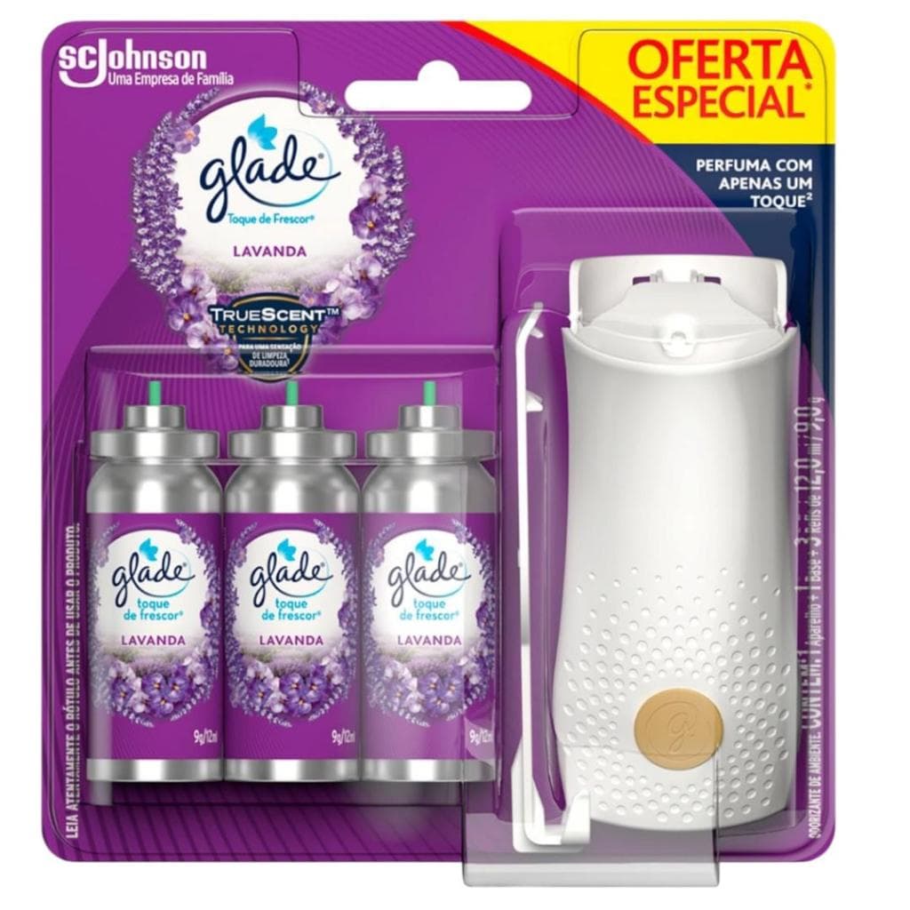 Aromatizador de Ambiente Lavanda Glade 1 Aparelho Spray e 3 Refis 12ml cada