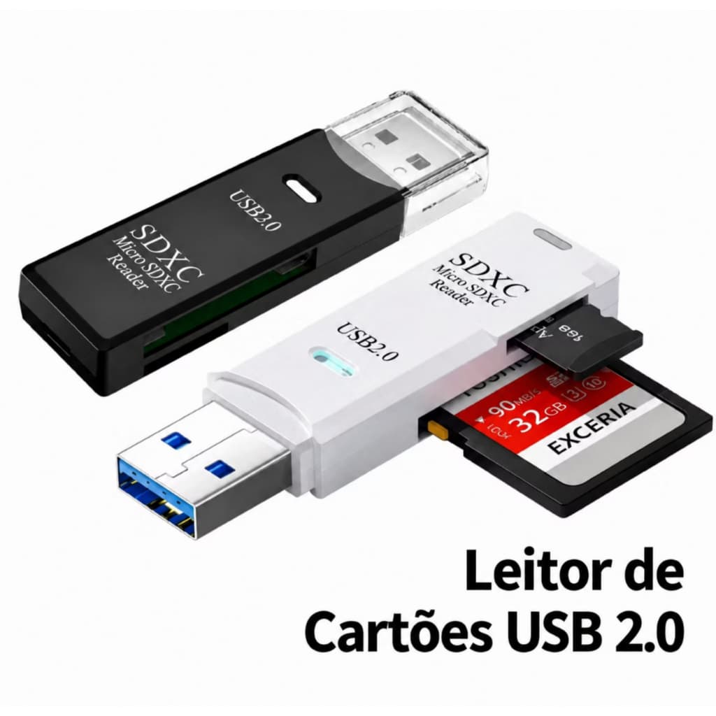 Leitor de Cartão USB 2.0 2 em 1 SD Micro SD TF Adaptador Portátil Para PC Notebook