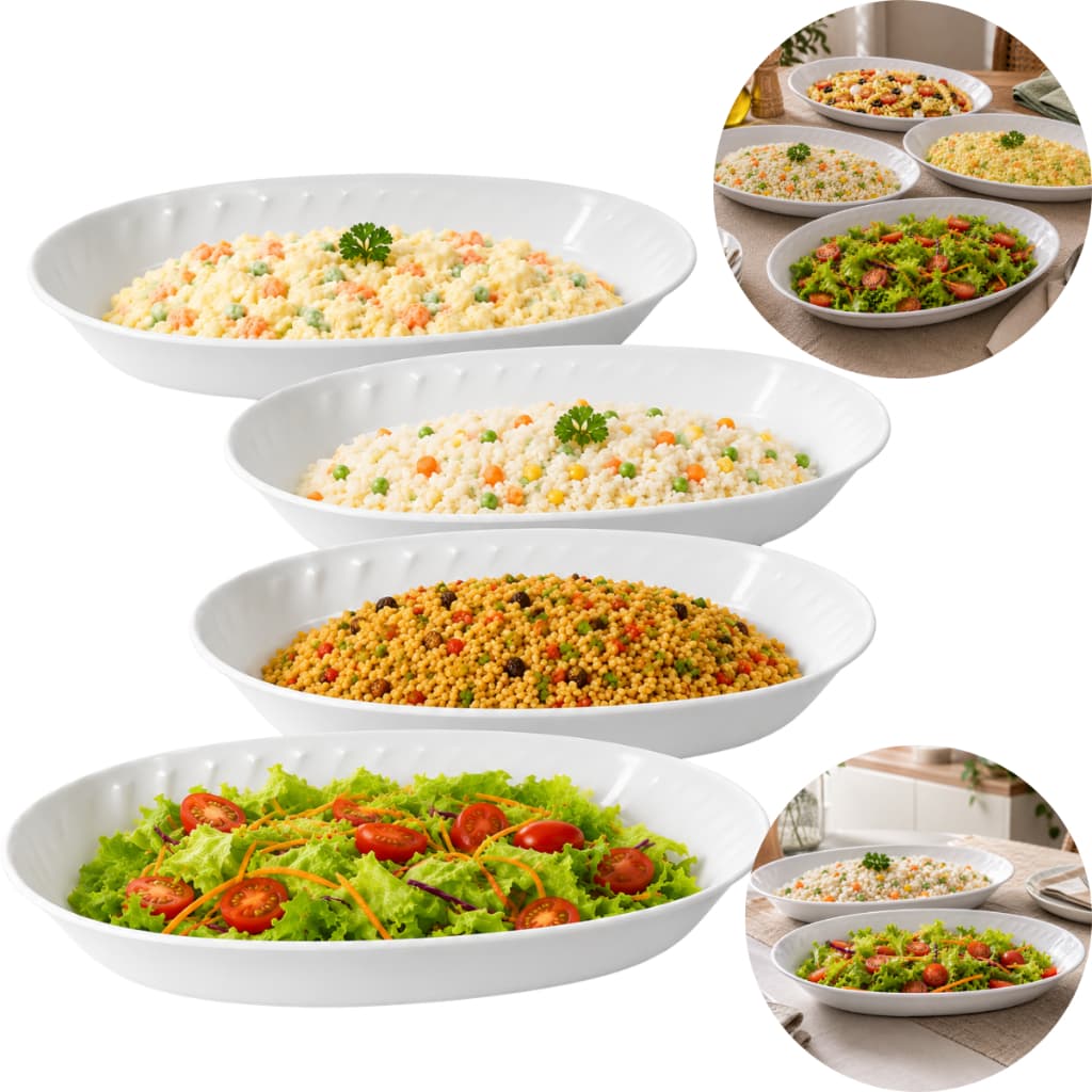 Kit 4 Saladeira Travessa Oval de Melamina 30cm Tigela Resistente Durável Bowl Travessas