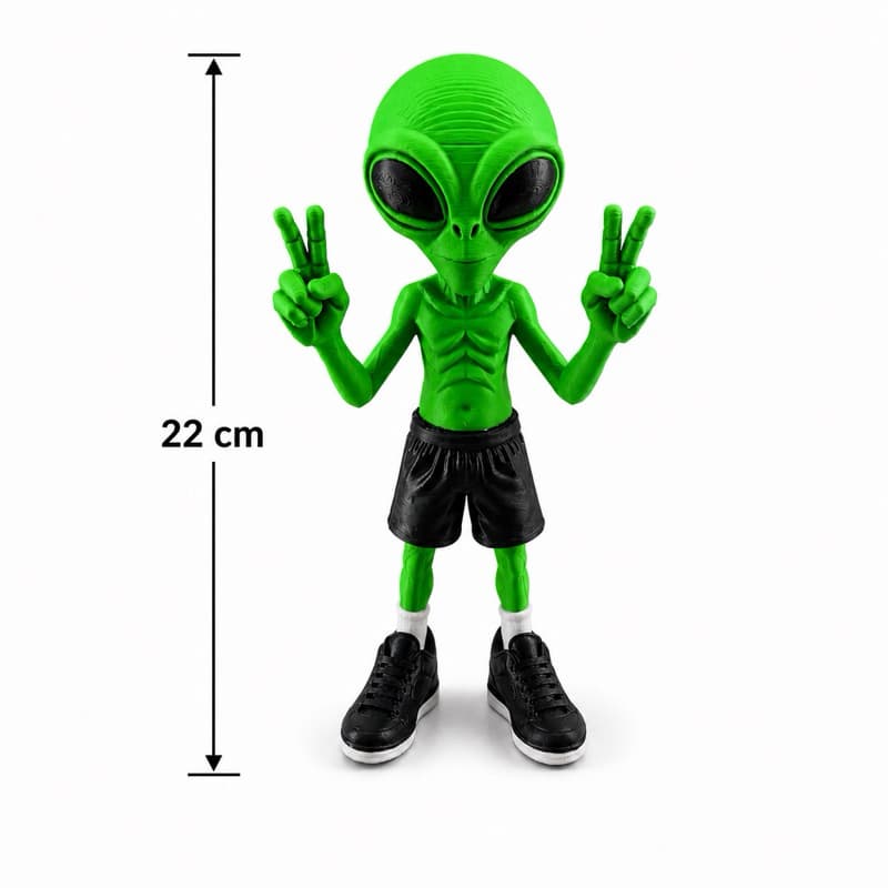 Boneco Alien Paz e Amor Grande 22cm Decoração Alienígena Figure Action