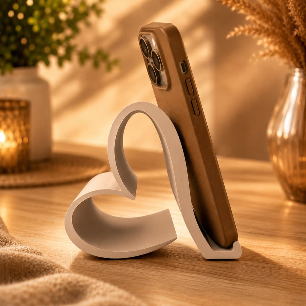 Suporte Celular Formato Coração Apoio Ergonômico Smartphone Presente Decoração Organizador iPhone Live