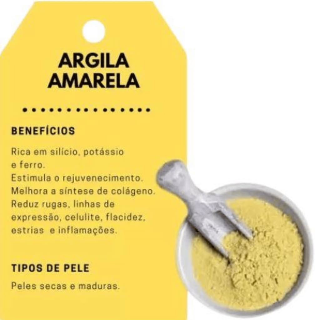 Argila amarela em pó para máscara facial