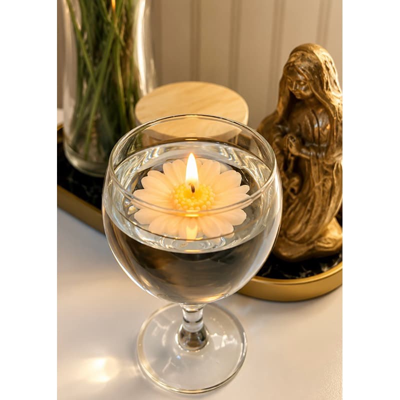 Kit 10 Velas Aromática Flutuantes Flor Margarida Com cartão 15g