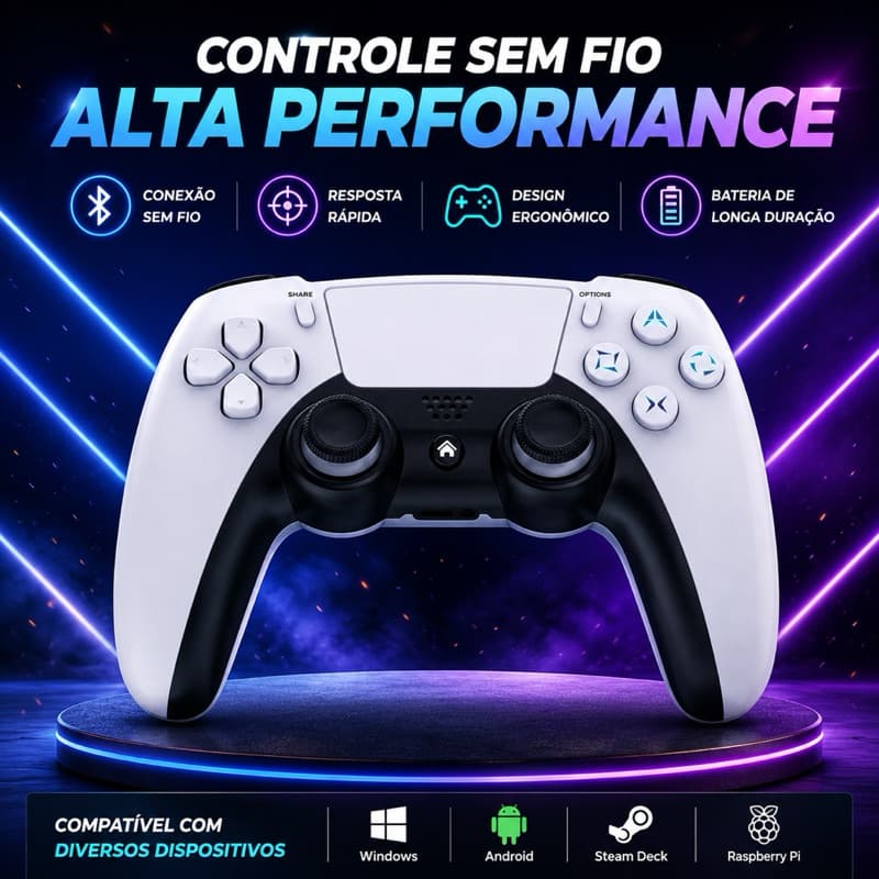 Controle Sem Fio para PS4 P4 Slim Pro | Joystick Bluetooth para PC Windows 10 Steam | Gamepad com Vibração
