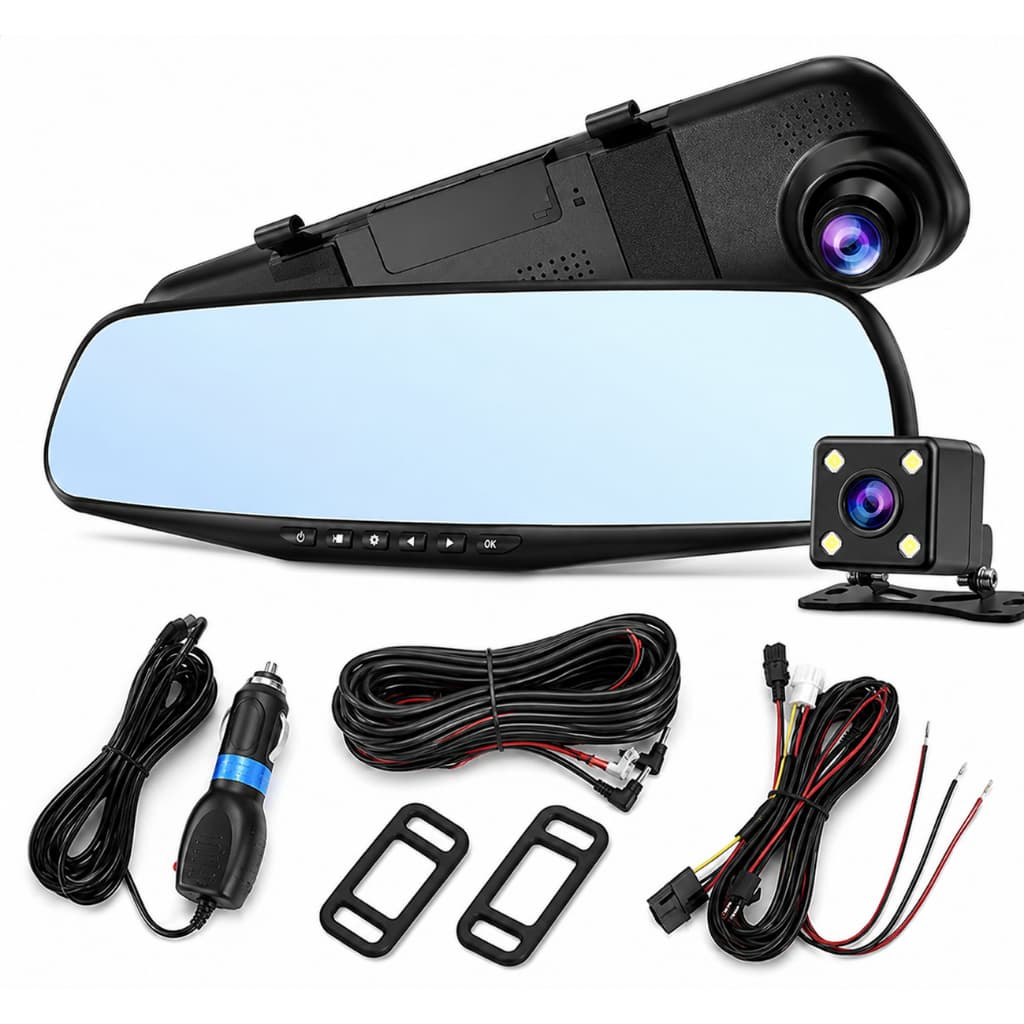 Espelho Retrovisor DVR 1080P Câmera Veicular Frontal e Ré HD Visão Noturna Sensor G