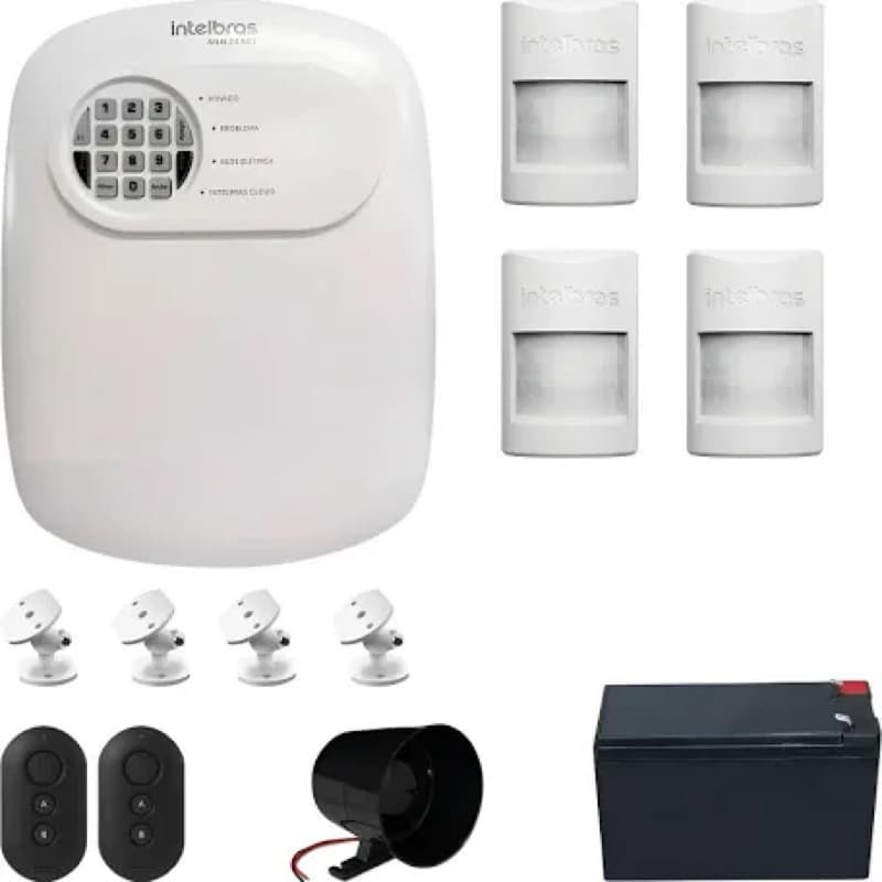 kit alarme Completo Intelbras sem fio completo 4 pontos c/ sensores de presença Pet