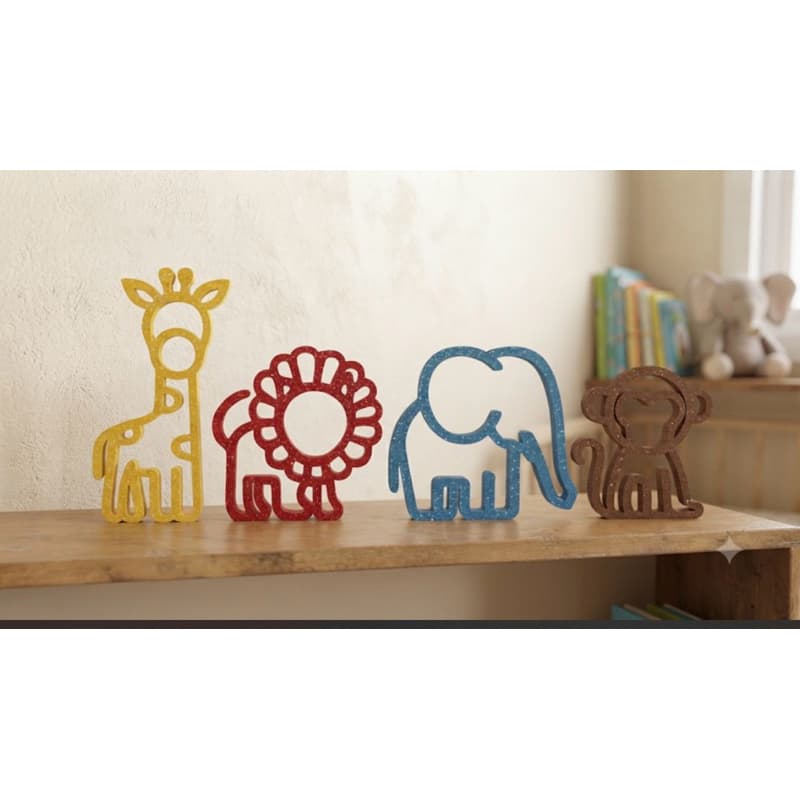 Kit Decoração para Quarto - Leão, Girafa, Macaco e Elefante - Decorativo
