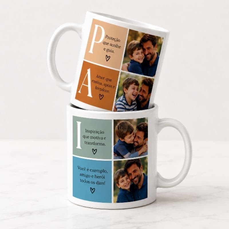 Caneca com foto Dia dos Pais - Caneca Personalizada dia dos Pais - Caneca de cerâmica Dia dos Pais