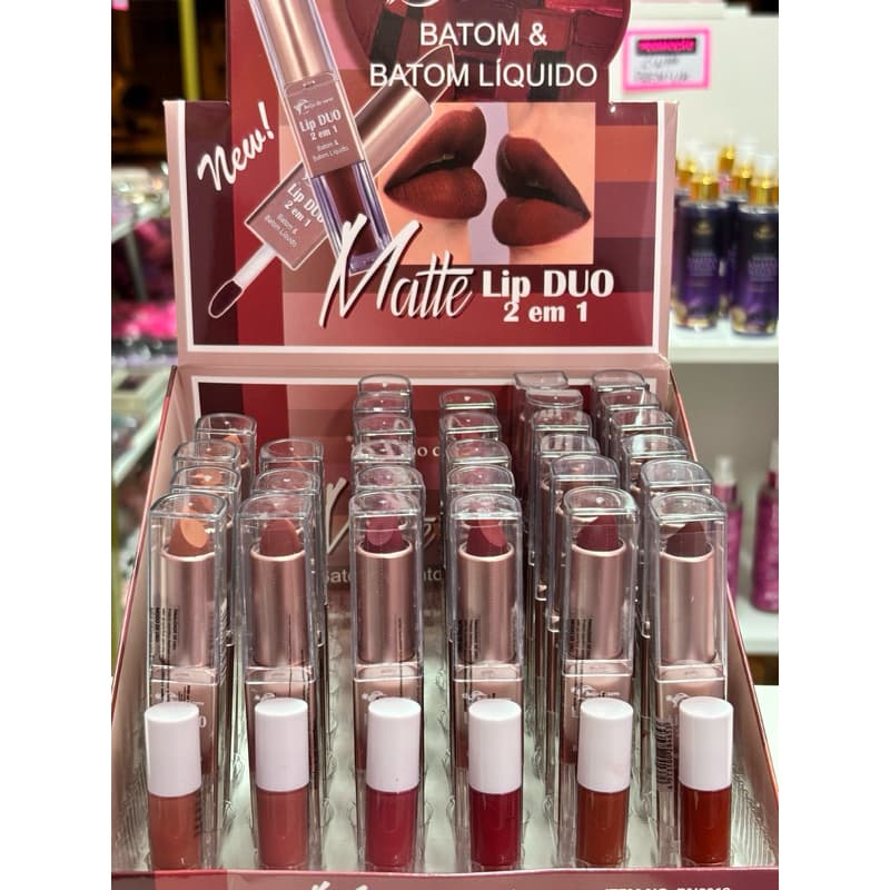 Batom Lip Duo 2 em 1 Beijo de Neve/Batom Matte/ Batom Líquido