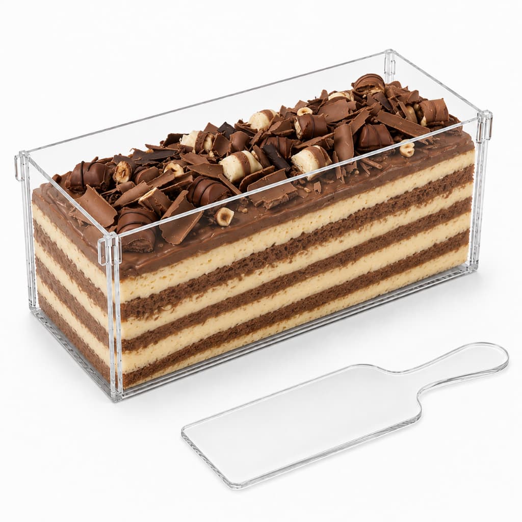 Forma Slice Cake 30x10x10 Acrílico Fatia Bolo Confeitaria Formas Retangular Cristal Luxo