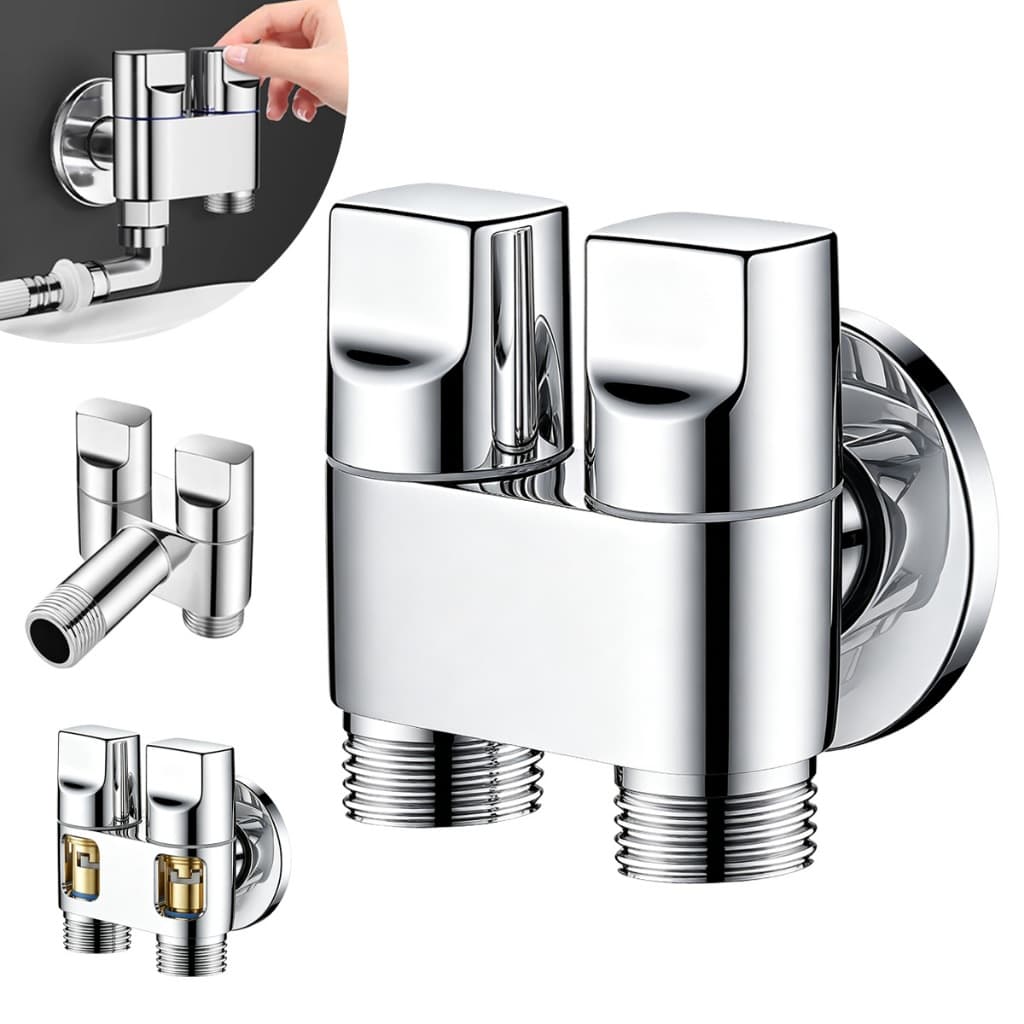 Válvula Saída Dupla 1/2 Para Ducha Higiênica Chuveirinho Banheiro Registro Divisor Água Acessório Inox