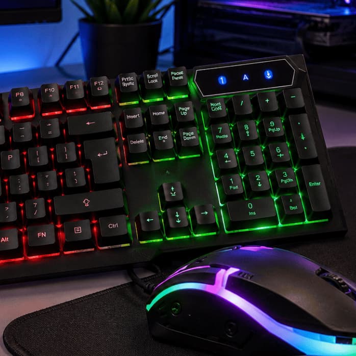 Kit Gamer RGB Semi Mecânico Teclado e Mouse LED USB ABNT2 Ergonômico para PC e Notebook