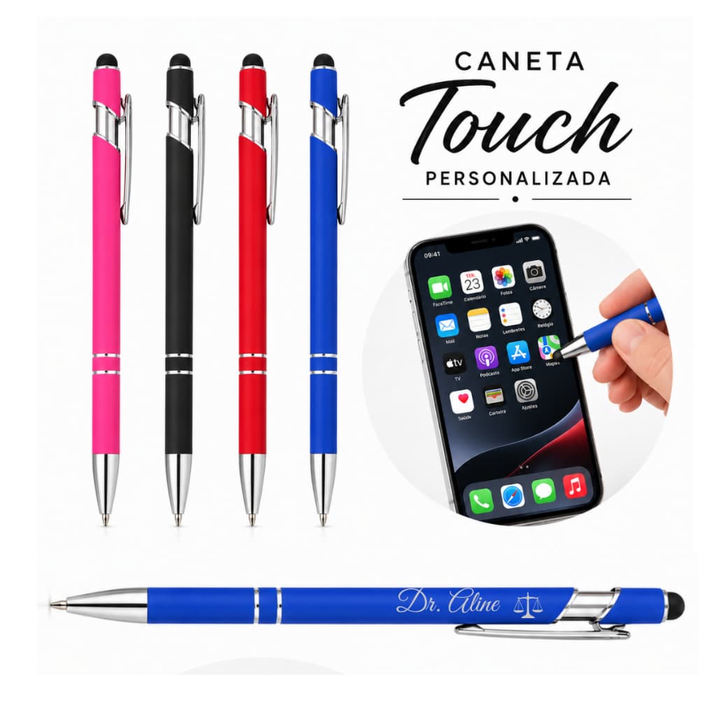 Kit 5/10/20 Canetas Touch Personalizadas Metal Gravação Laser Com Logo Nome Brindes Empresas Profissão