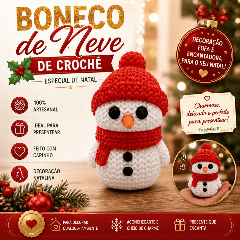 Mini Boneco de Neve Enfeite de Natal Decorativo Árvore Mesa Posta Natalina Miniatura