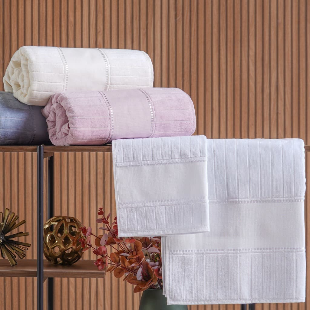 Kit 6 Toalhas Lavabo Ponto Russo Aveludada 30x45cm Bene Casa Para Bordar Alta Absorção
