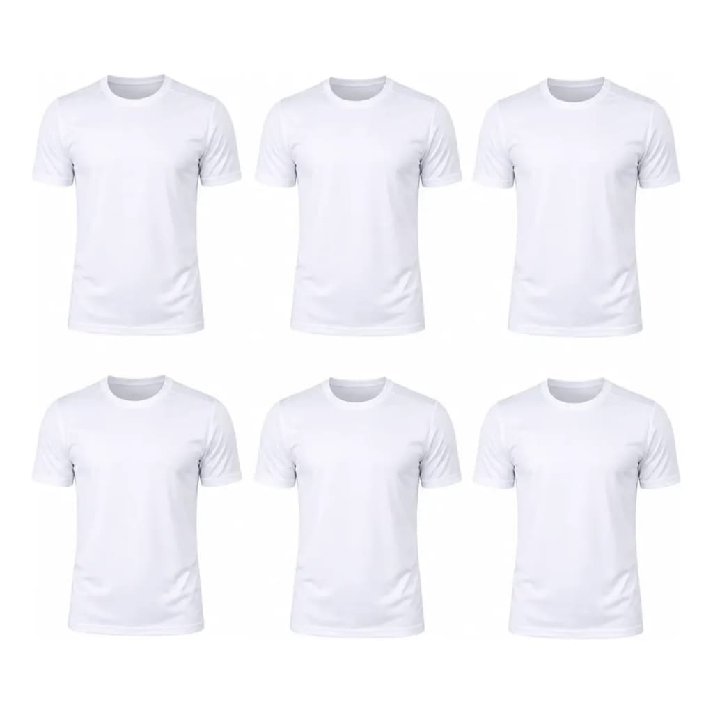 Kit 6 Camisetas Dry Fit Fitness Branca para Academia Corrida e Treino