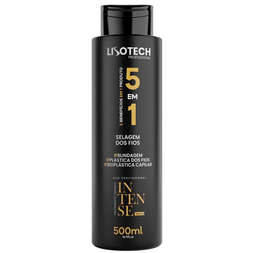 Escova Progressiva Plásticas dos Fios 5 em 1 Intense Blindagem Cabelos Alinhados LisoTech 500ml Coffee