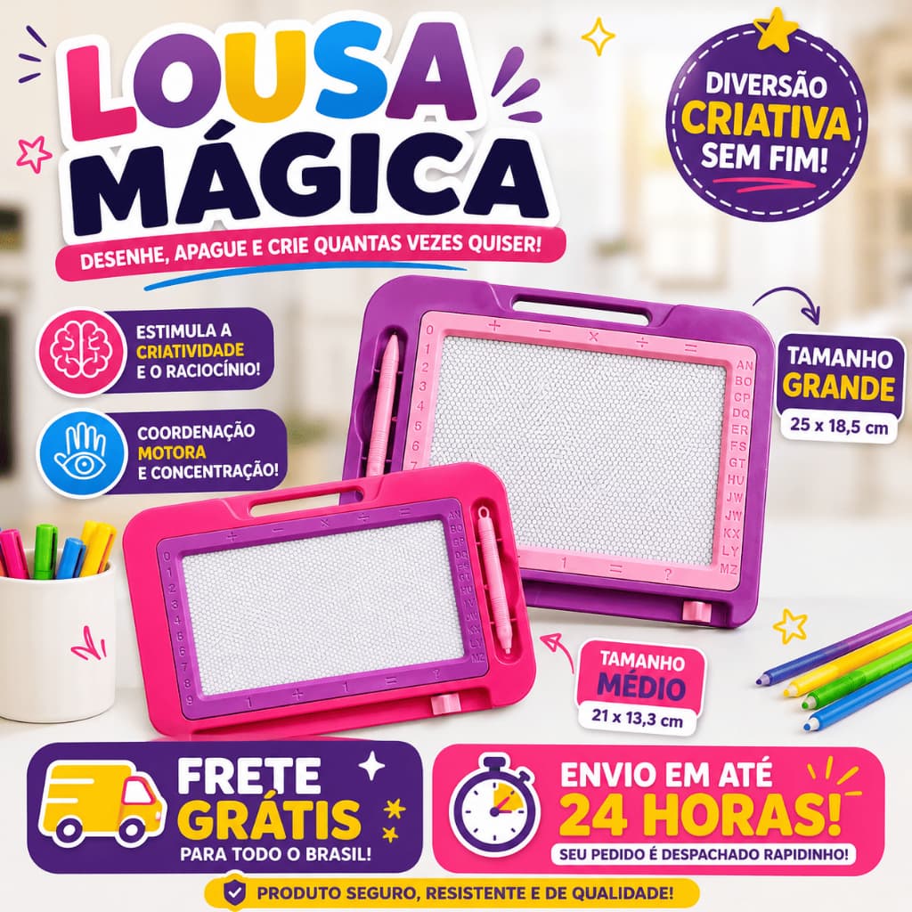 Lousa Mágica Desenhar escrever Infantil Magnética quadro Educativa criança azul rosa roxo brinquedo