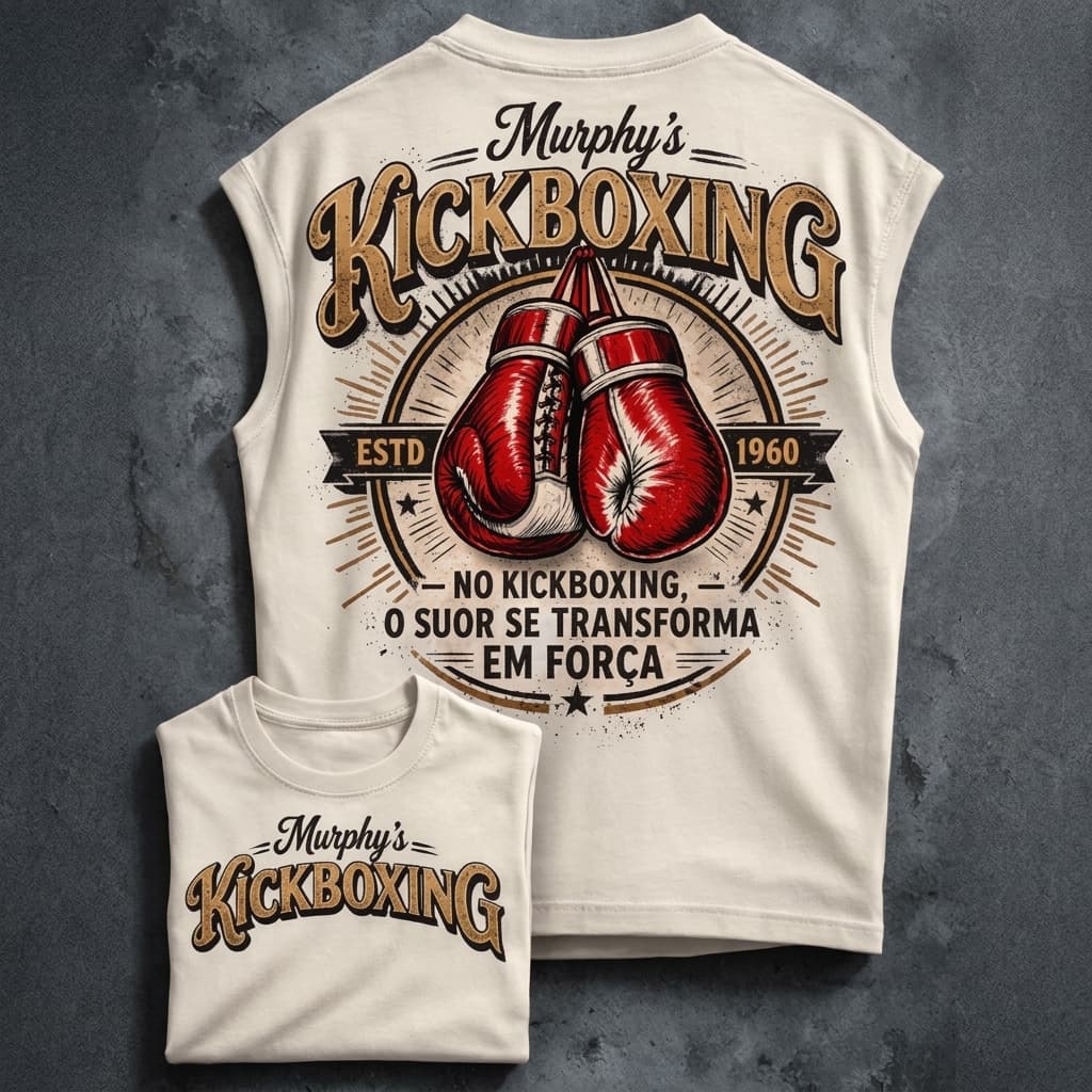Regata Oversized Camiseta Kickboxing Luvas Boxe Retro Fighter Gym Wear